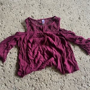 Cutout Shoulder long sleeve girls blouse